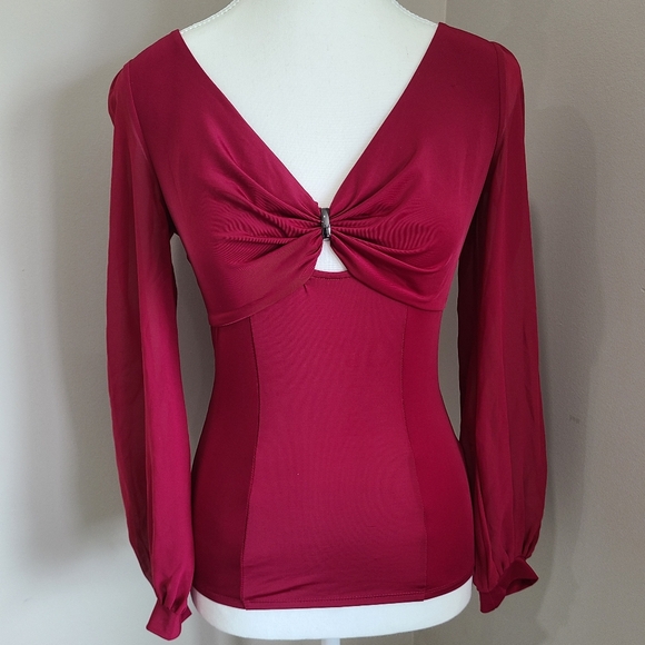 BEBE TOP WITH SHEER ARMS - Picture 2 of 5